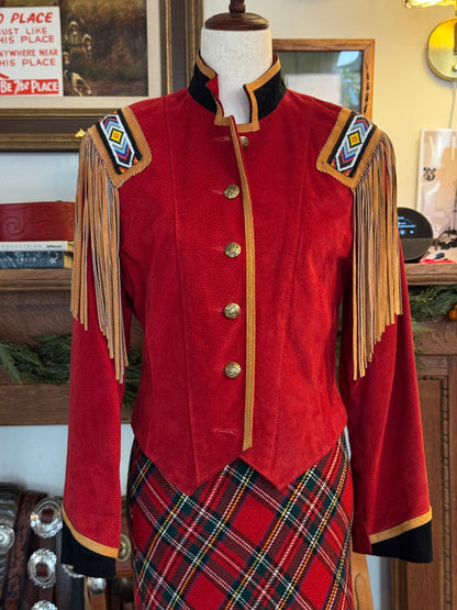 Suede Red Military Jacket
