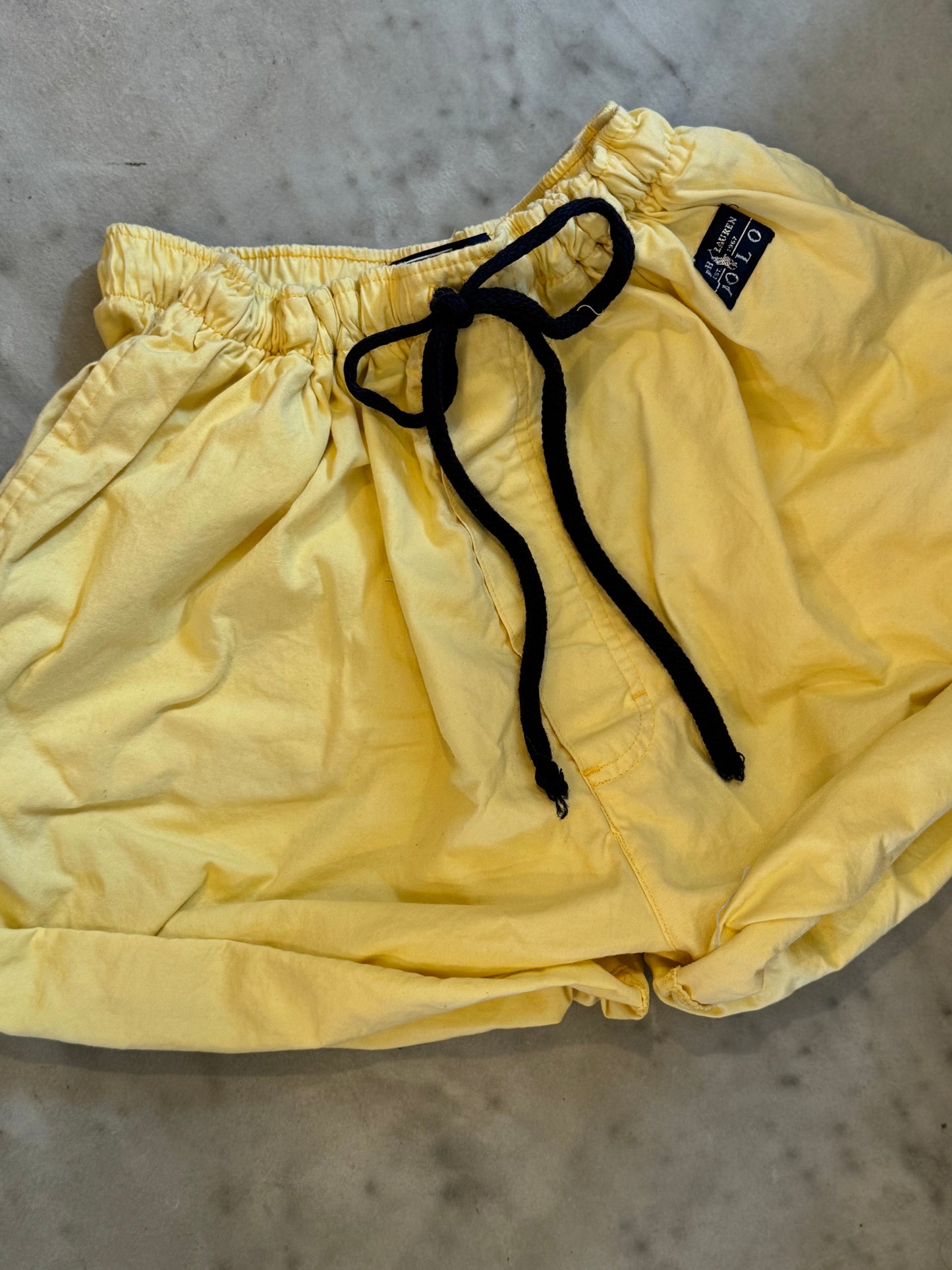 Yellow Polo Drawstring Shorts 90s Cotton