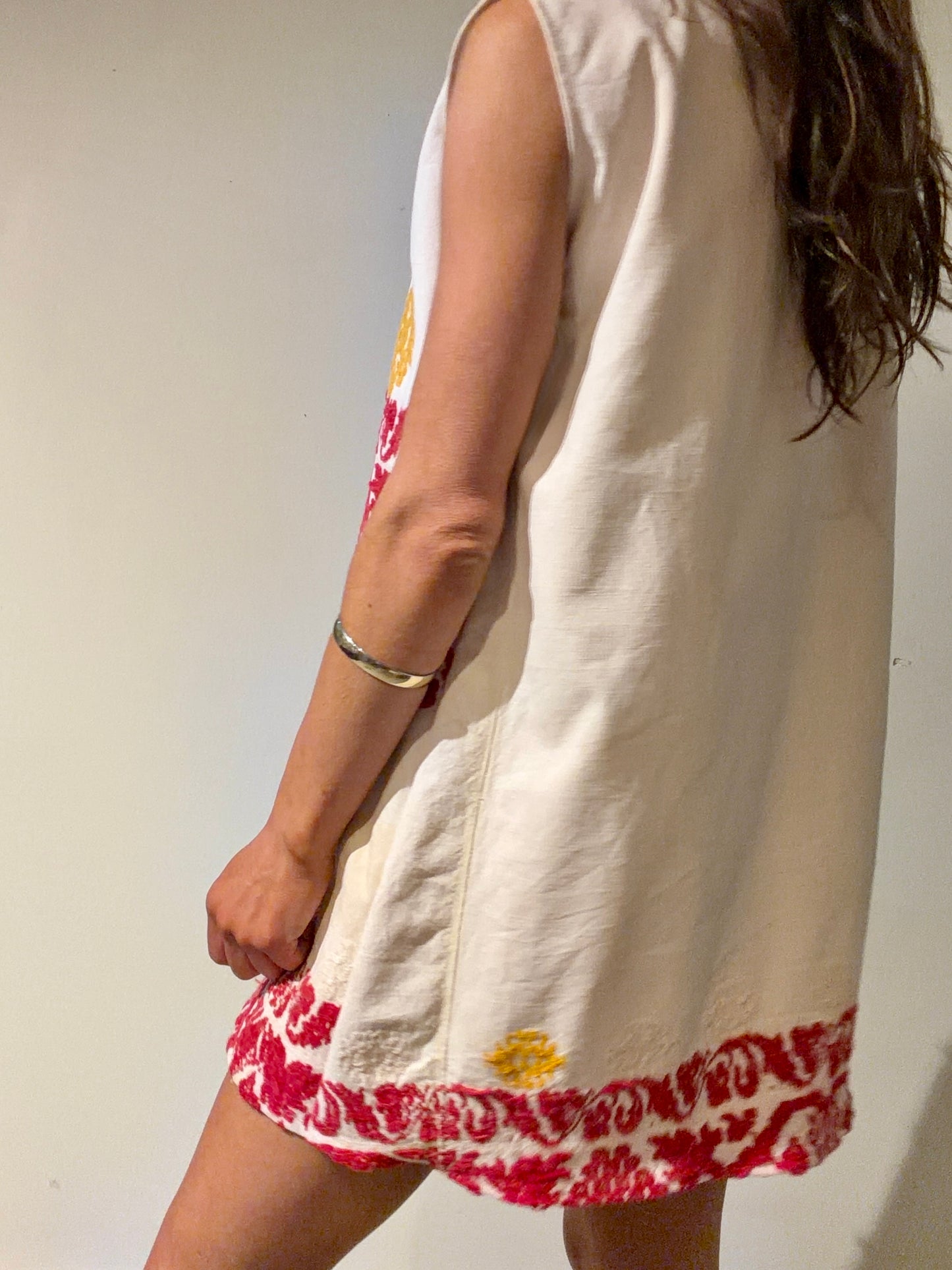 Embroidered Linen Mini Dress
