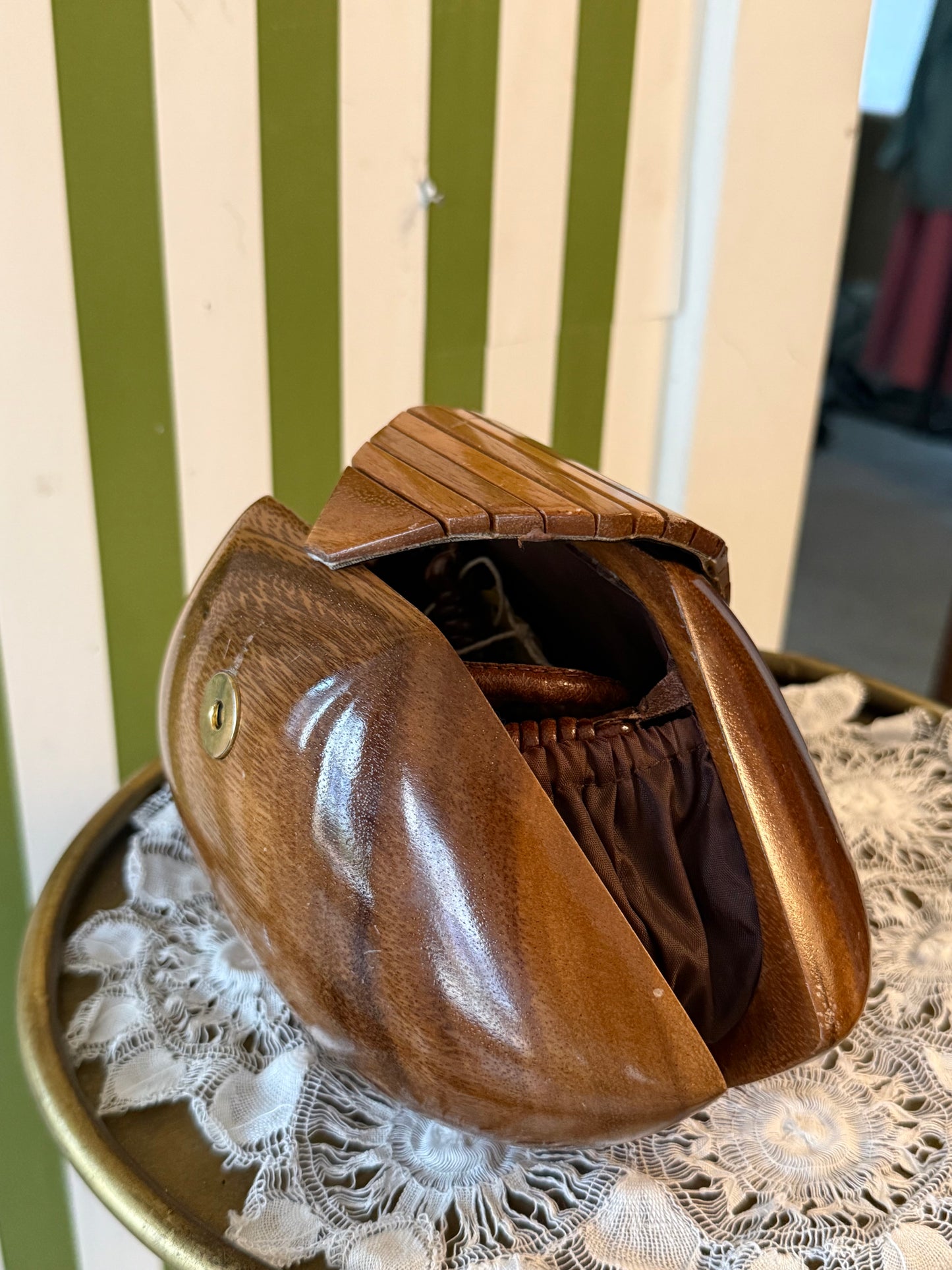 Vintage Wooden Signed Clutch