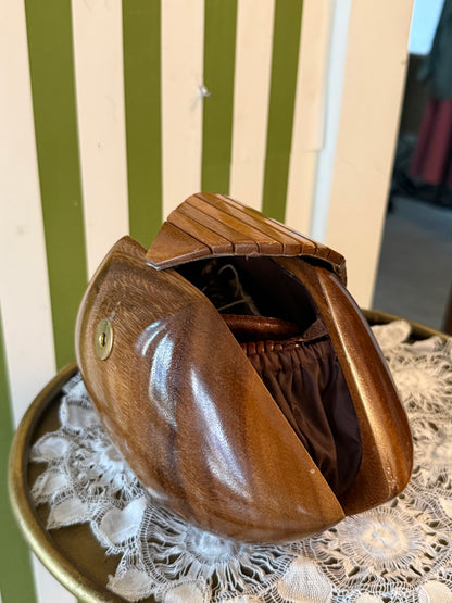 Vintage Wooden Signed Clutch