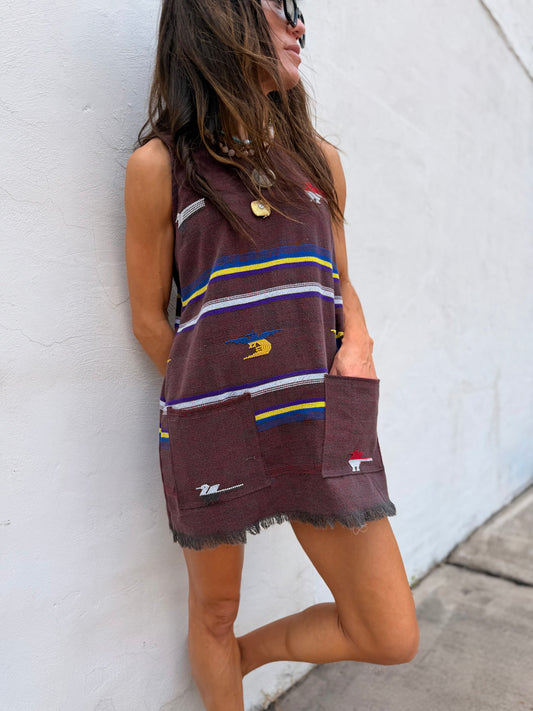 Guatemalan Textile Mini Dress Brown