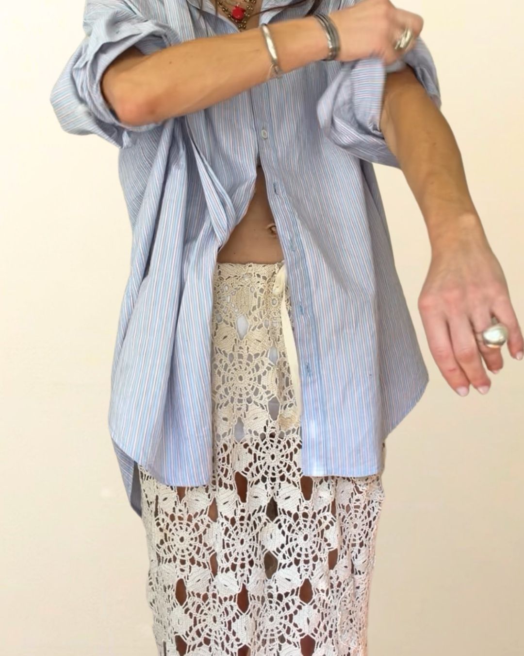 Drawstring Lace Maxi Skirt