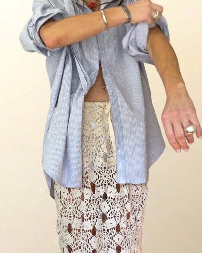 Drawstring Lace Maxi Skirt