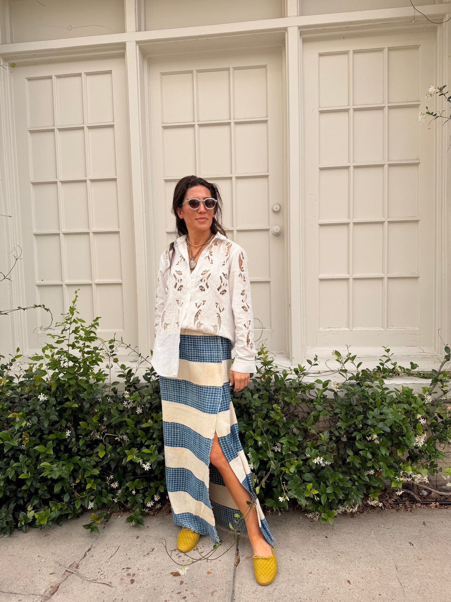 Denim Stripe Baule Skirt