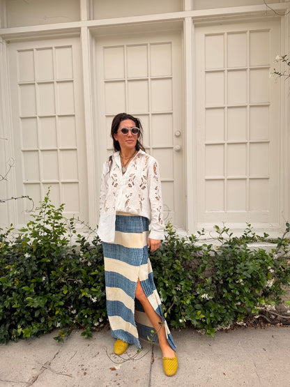 Denim Stripe Baule Skirt