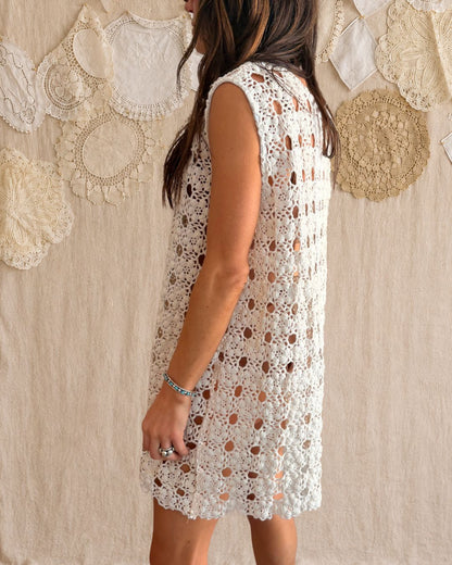 Crochet Flowers Mini Dress