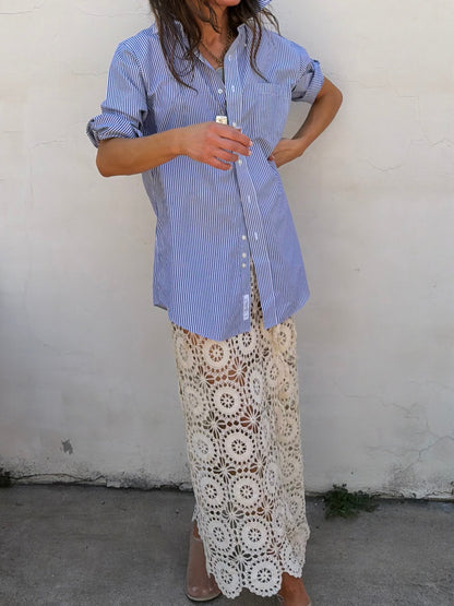 Crochet Maxi Skirt in Ivory