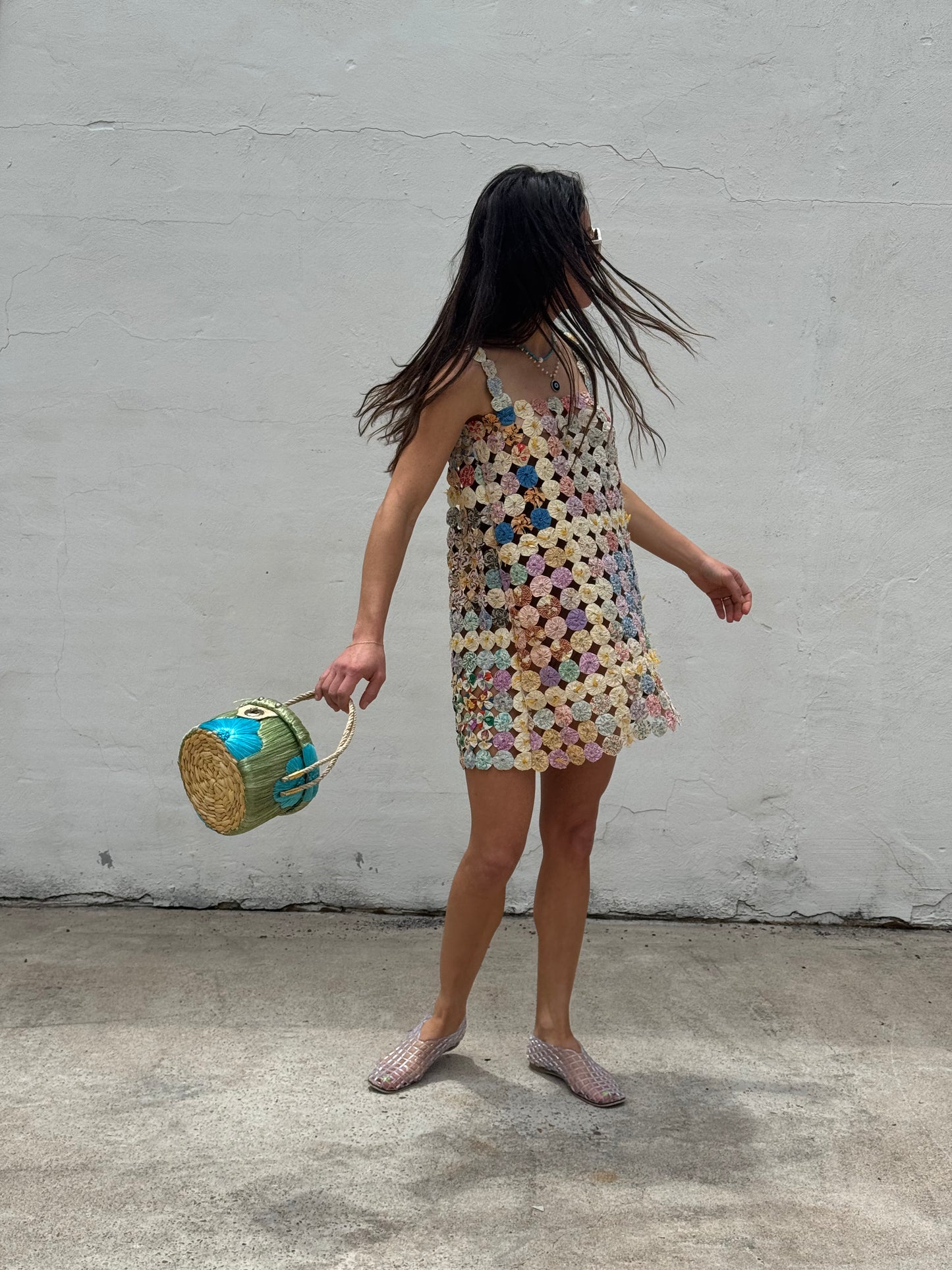 Yo-yo mini dress yellow