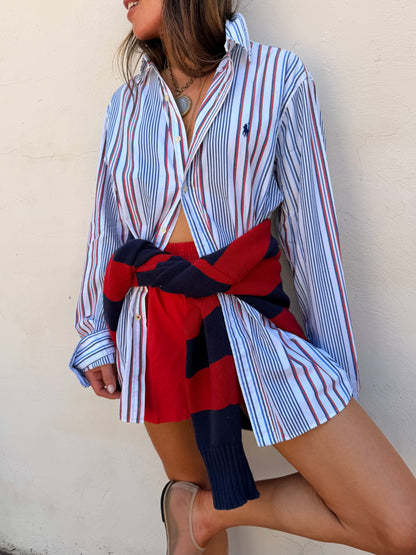 90s Red Cotton Sporty Shorts