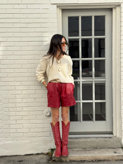 Red Leather Shorts