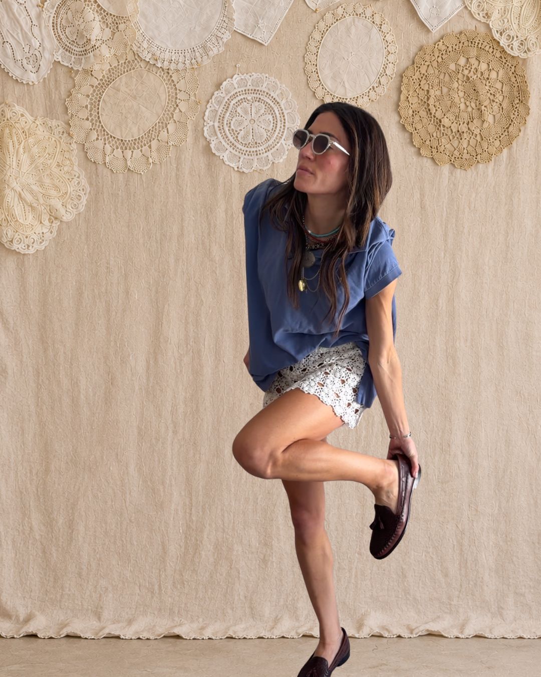 Crochet Mini Skirt White