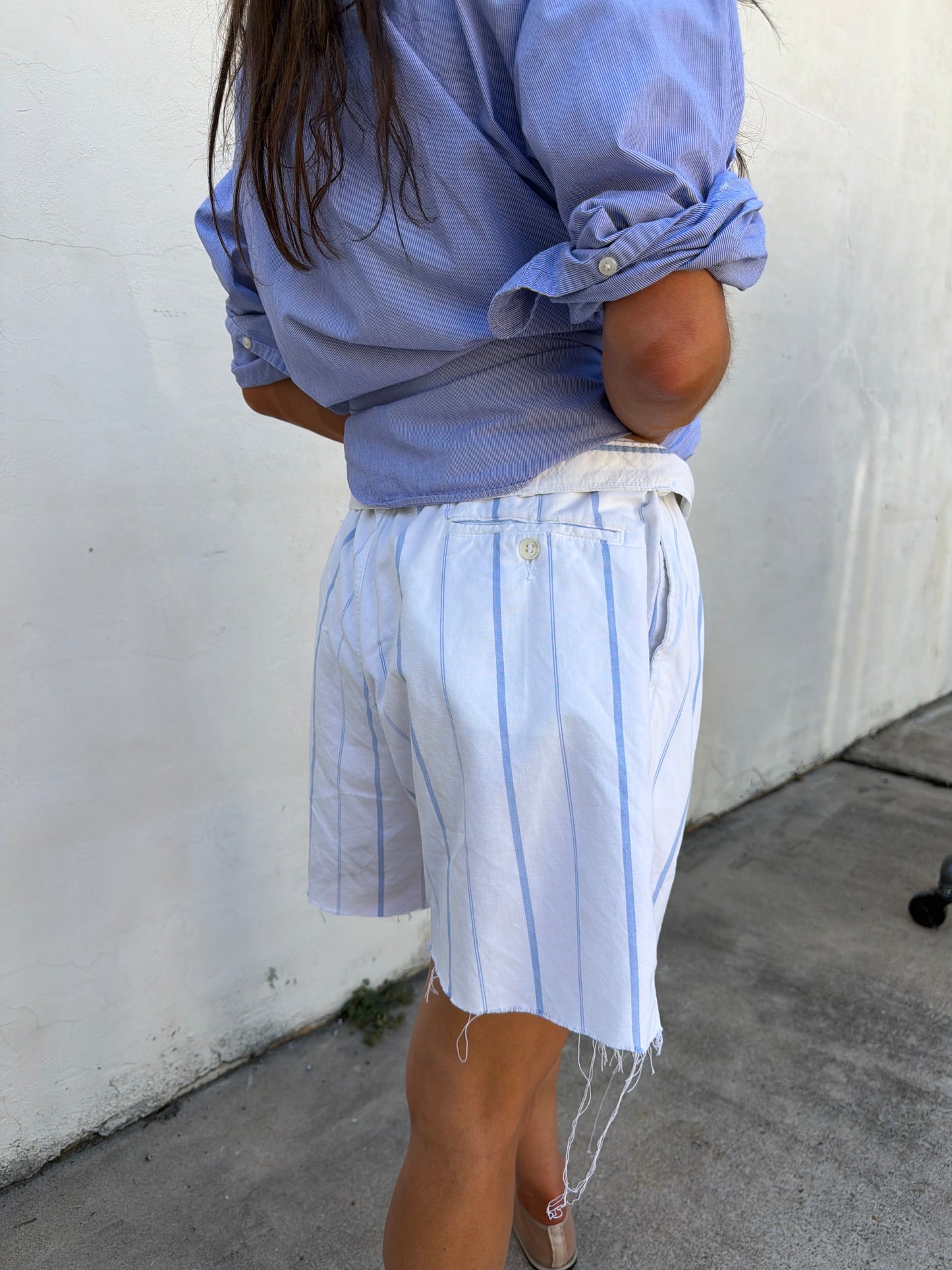 Ralph Lauren 80s Pleated Shorts in Blue/White Stripe