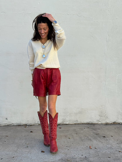 Red Leather Shorts