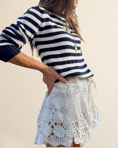 RL Navy Stripe Cotton Crew