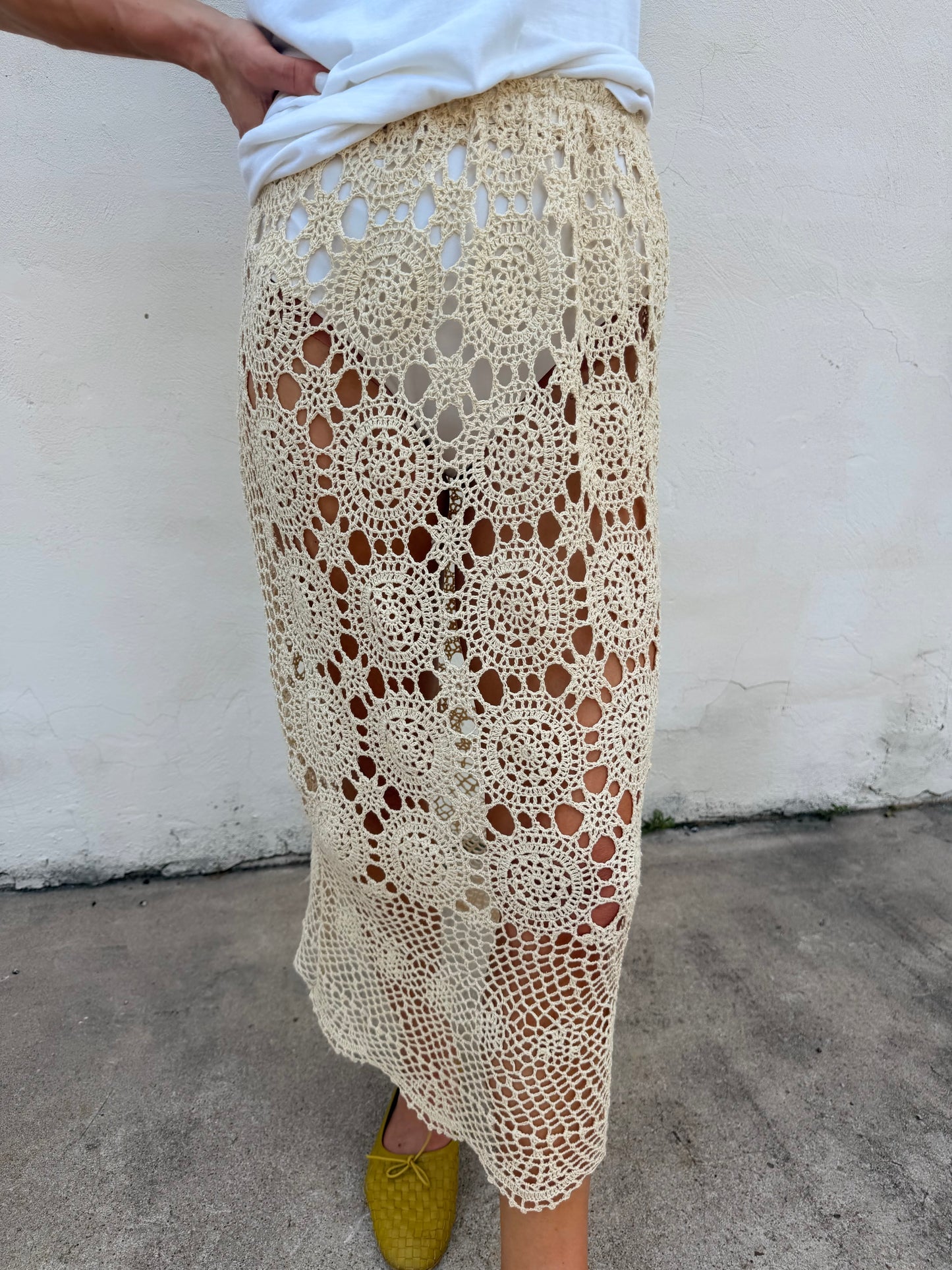 Crochet Midi Skirt Ivory