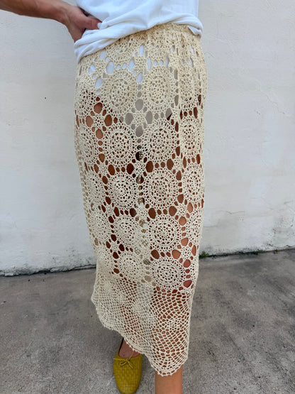 Crochet Midi Skirt Ivory