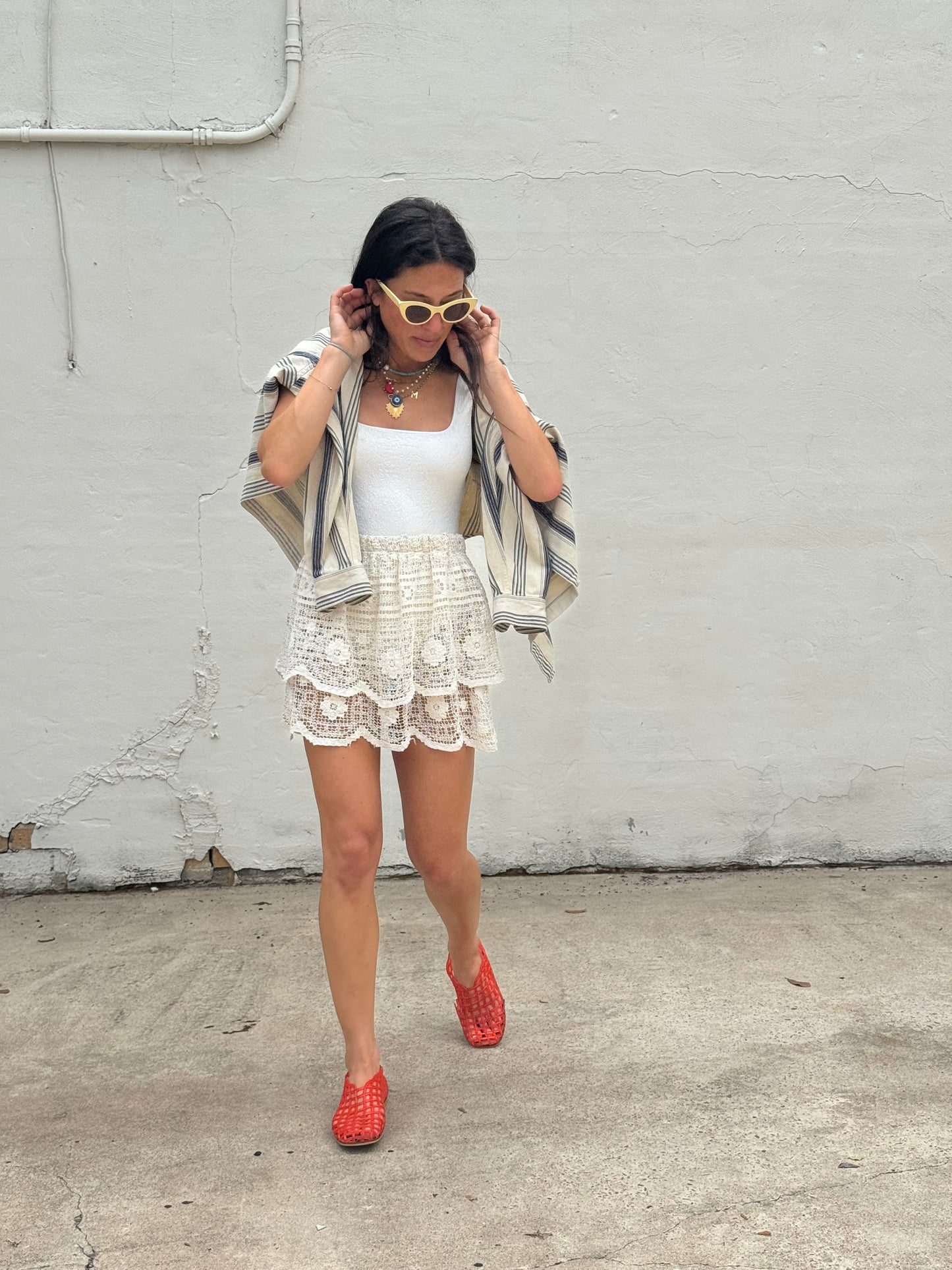 Lace Tablecloth Mini Skirt