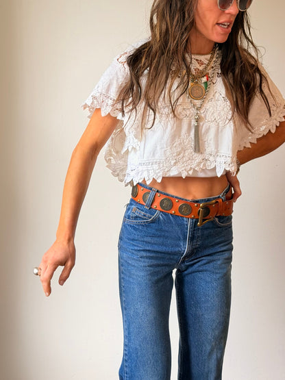 Battenburg Lace Crop Cape Top