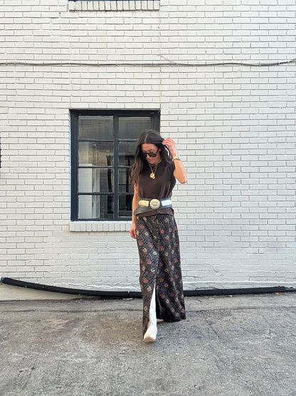 Metallic Tapestry Knit Skirt