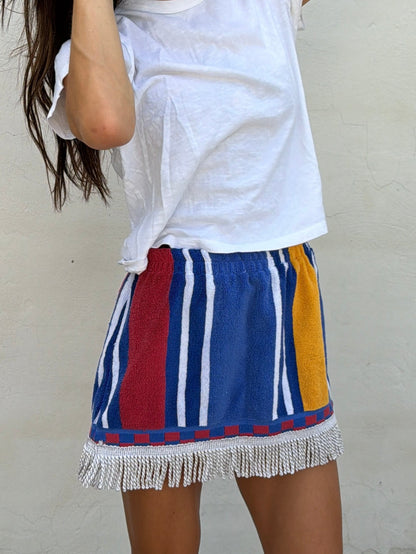 Vtg Towel Stripe Mini Skirt