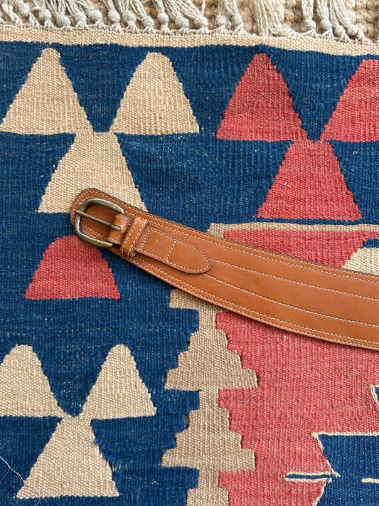 Tan Leather Contour Waist Belt
