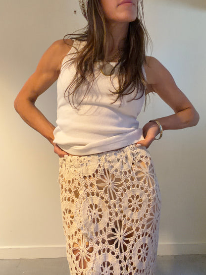 Crochet Maxi Skirt Ivory