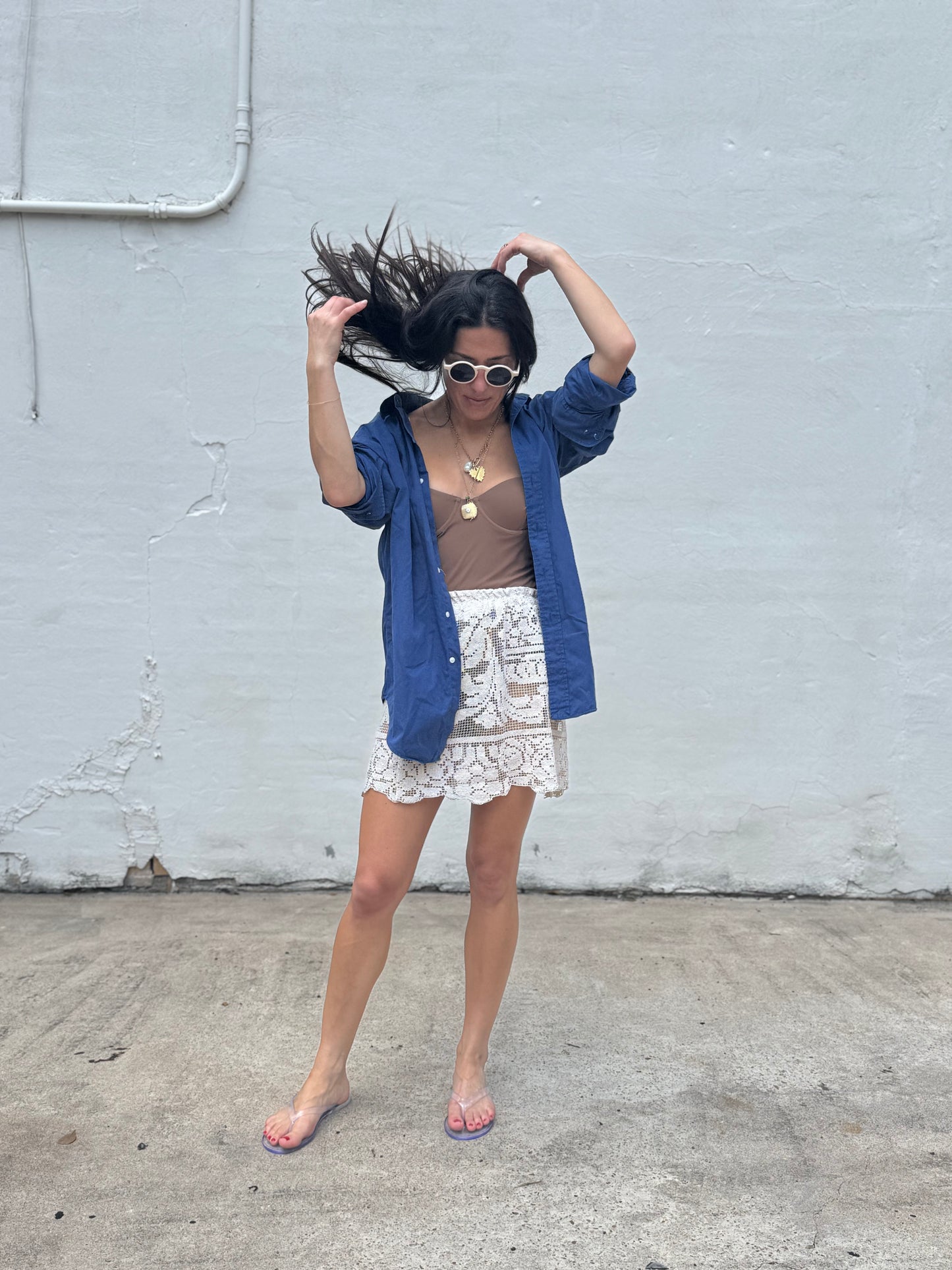 Lace Mini Skirt Ecru