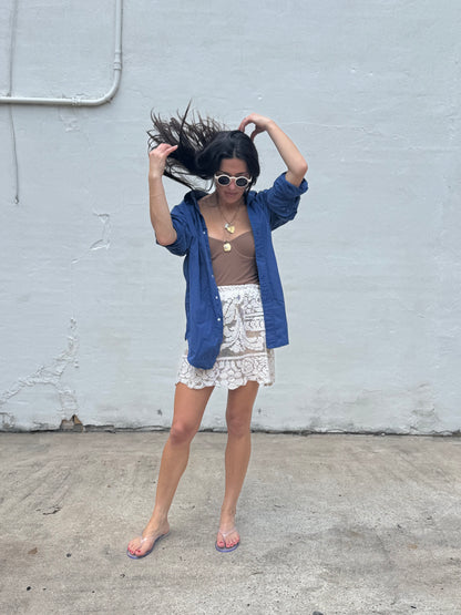 Lace Mini Skirt Ecru