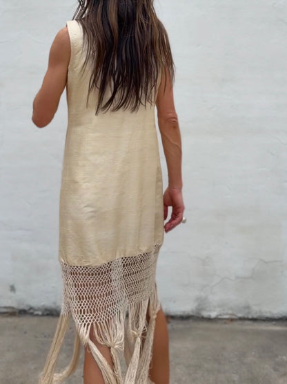 Silk Antique Knotted Fringe Dress