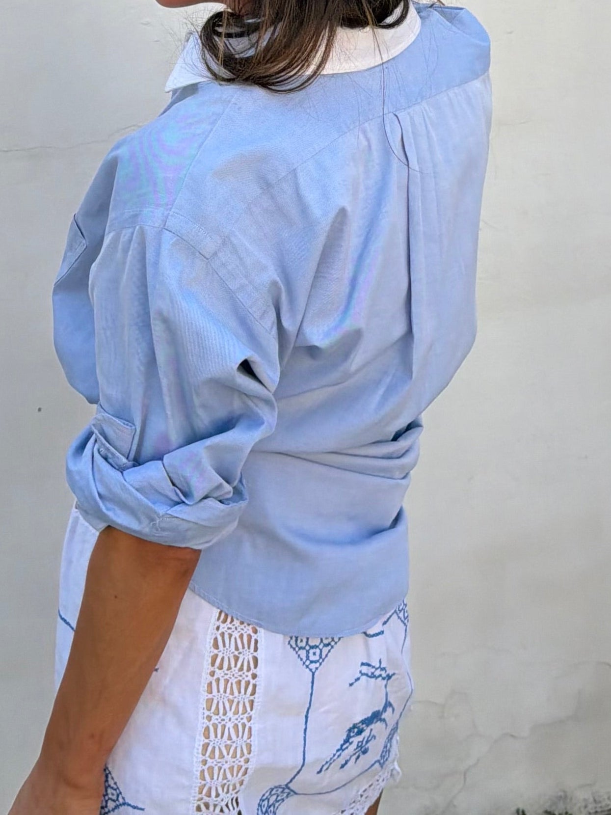 White Collar Light Blue Shirt