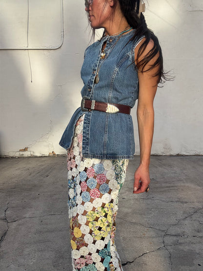 Yo-yo Maxi Skirt White Square