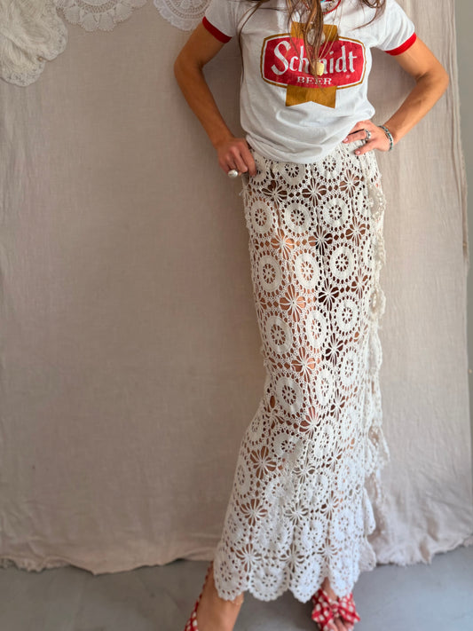 Hand Crocheted Doily Maxi Skirt