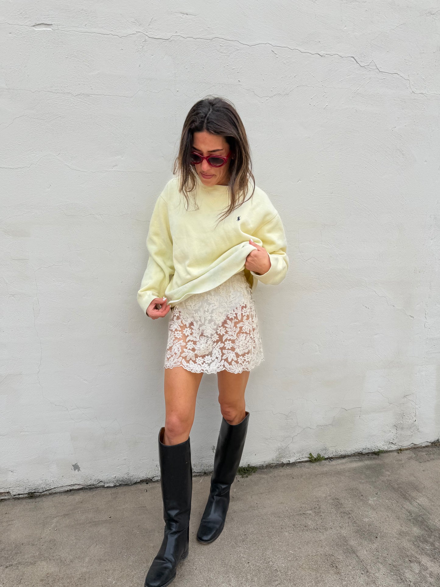 Lace Sheer Mini Skirt