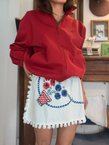 Hand Embroidered Picnic Mini Skirt