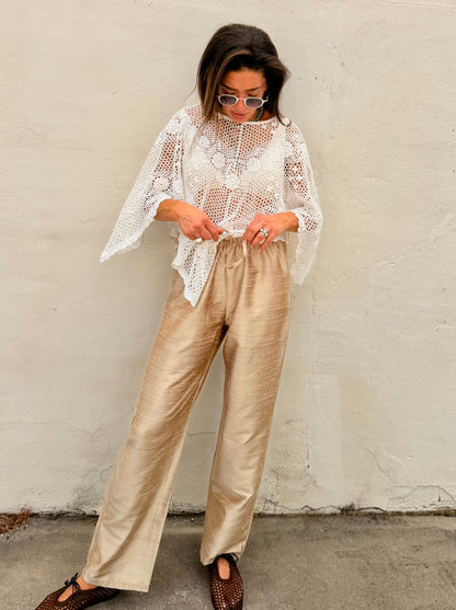 Raw Silk Drawstring Pant