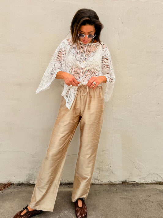 Raw Silk Drawstring Pant