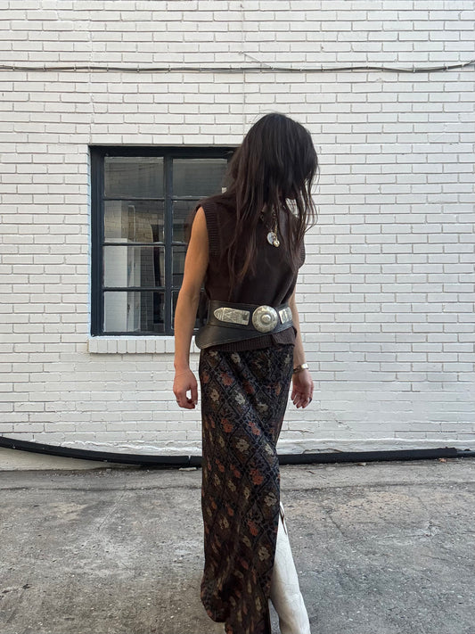 Metallic Tapestry Knit Skirt