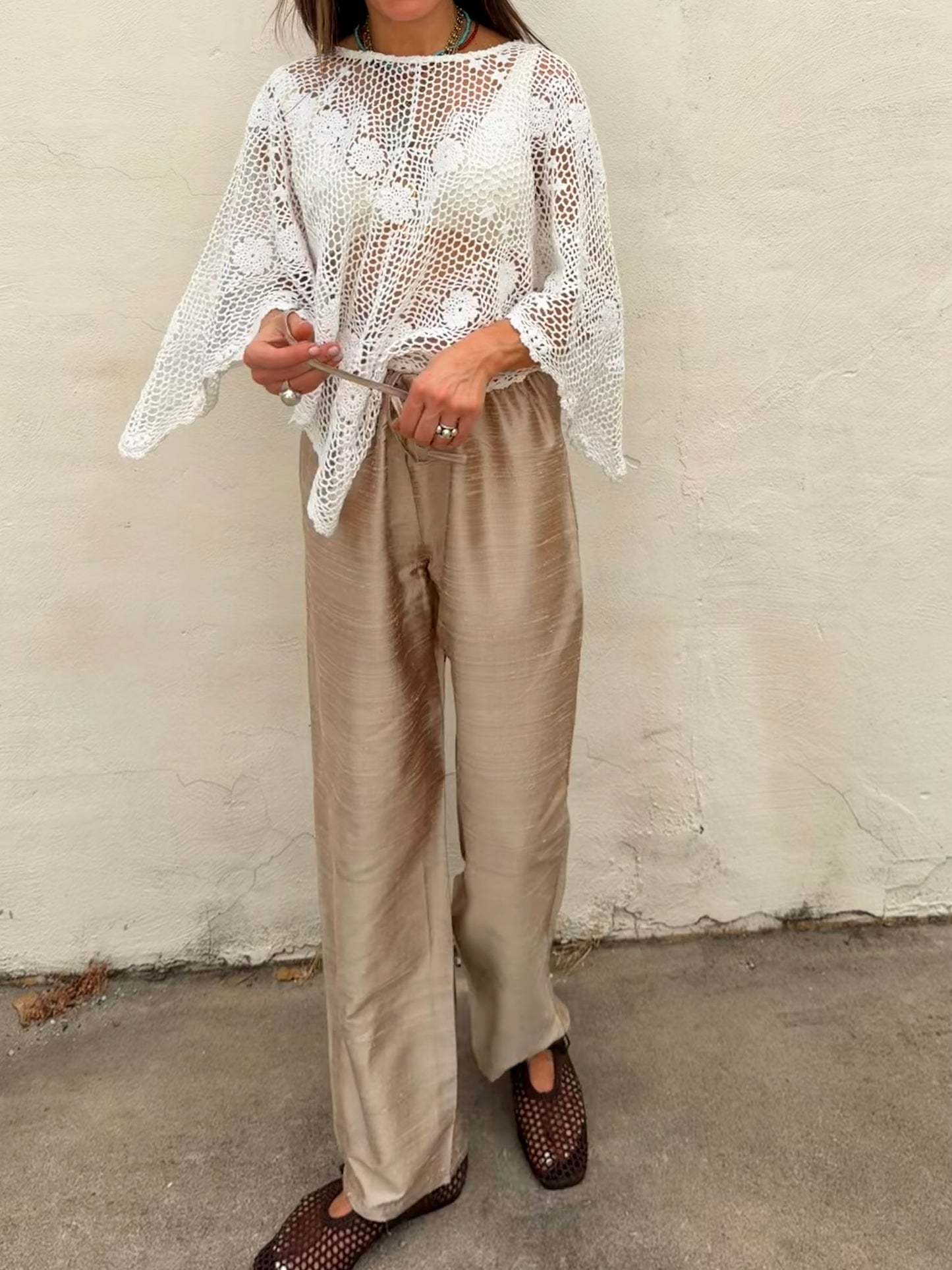Raw Silk Drawstring Pant