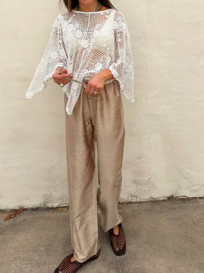 Raw Silk Drawstring Pant