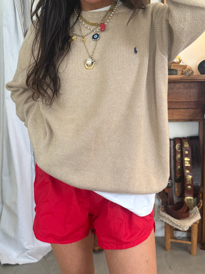 Red 80s Plastic Shorts