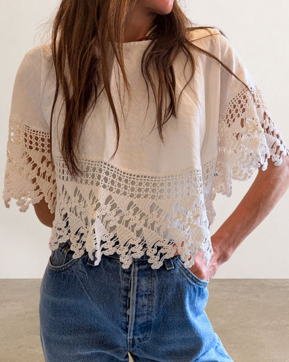 Antique Lace Trimmed Cape Top