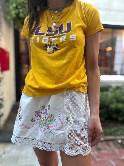 Embroidered Flowers and Lace Mini