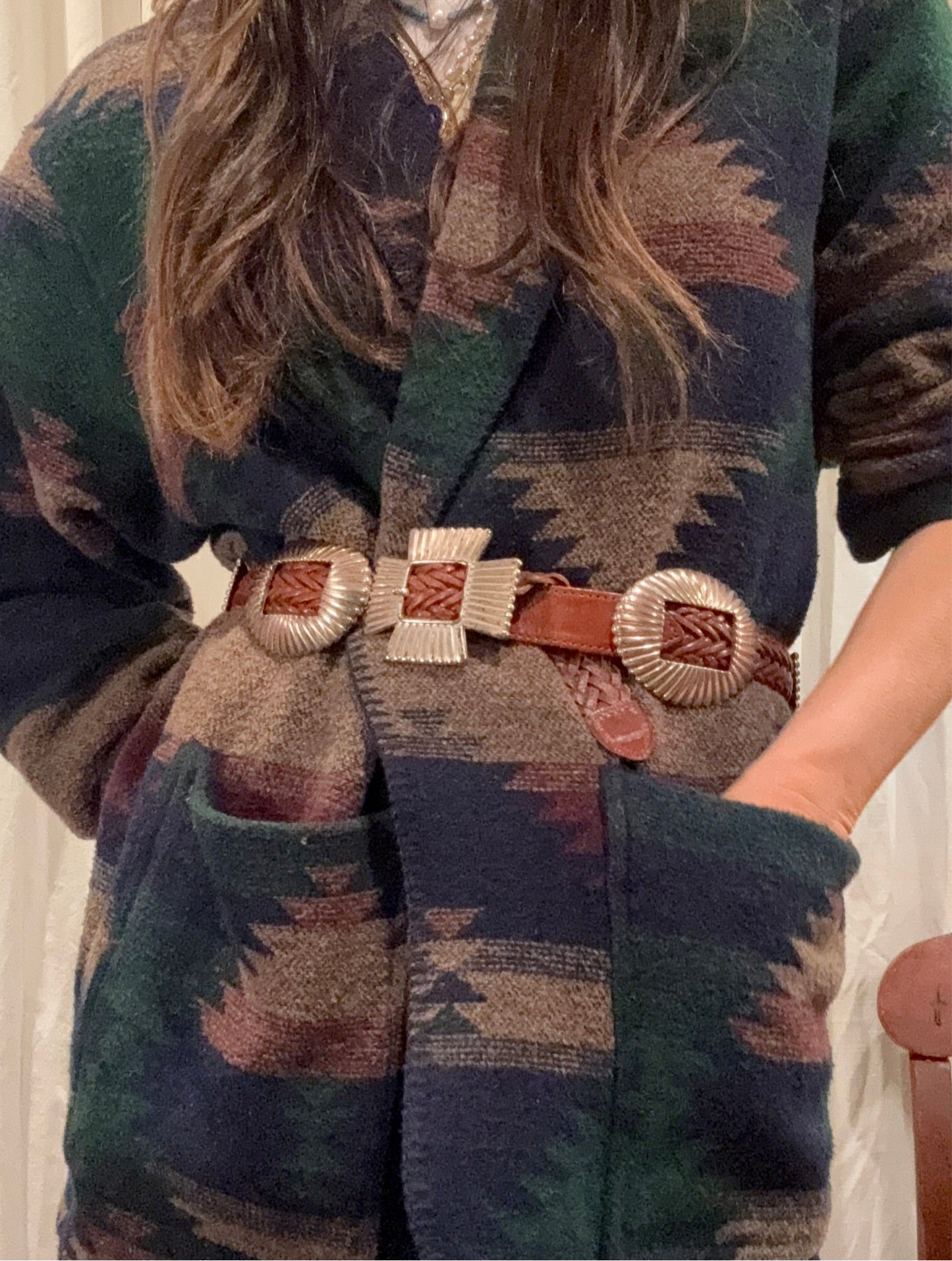 Braided Brown Concho Belt