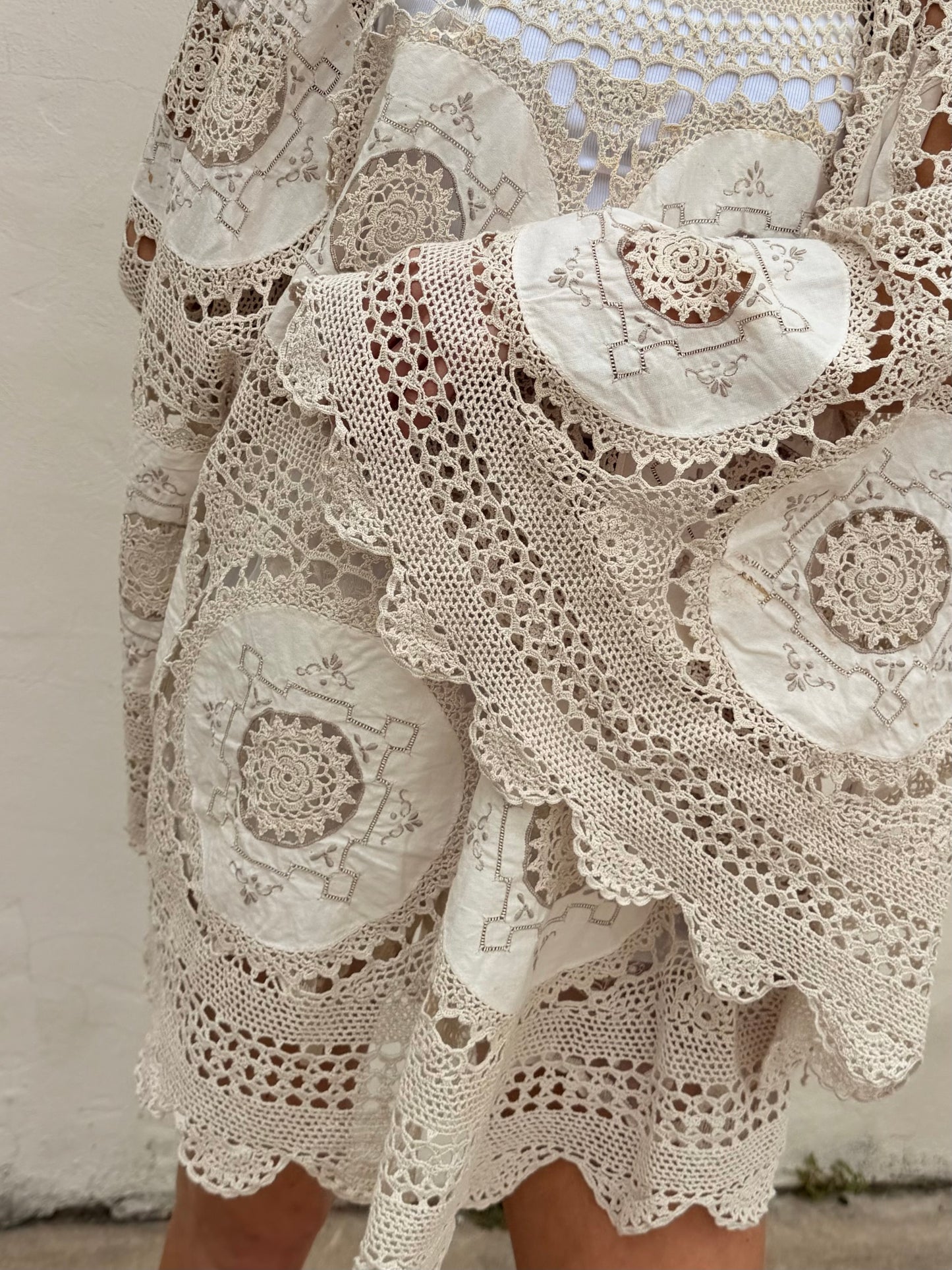 Crochet Cape Dress Ecru