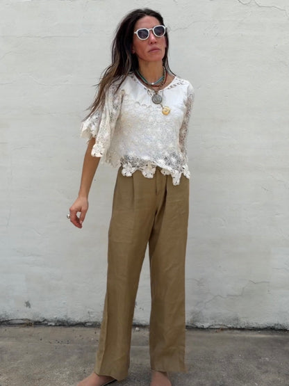 Linen Pleated Pants