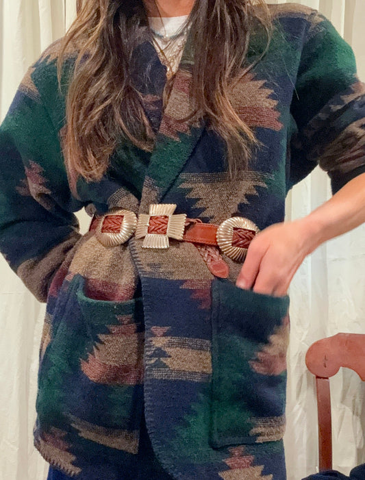 Western Blanket Jacket Blue/Green