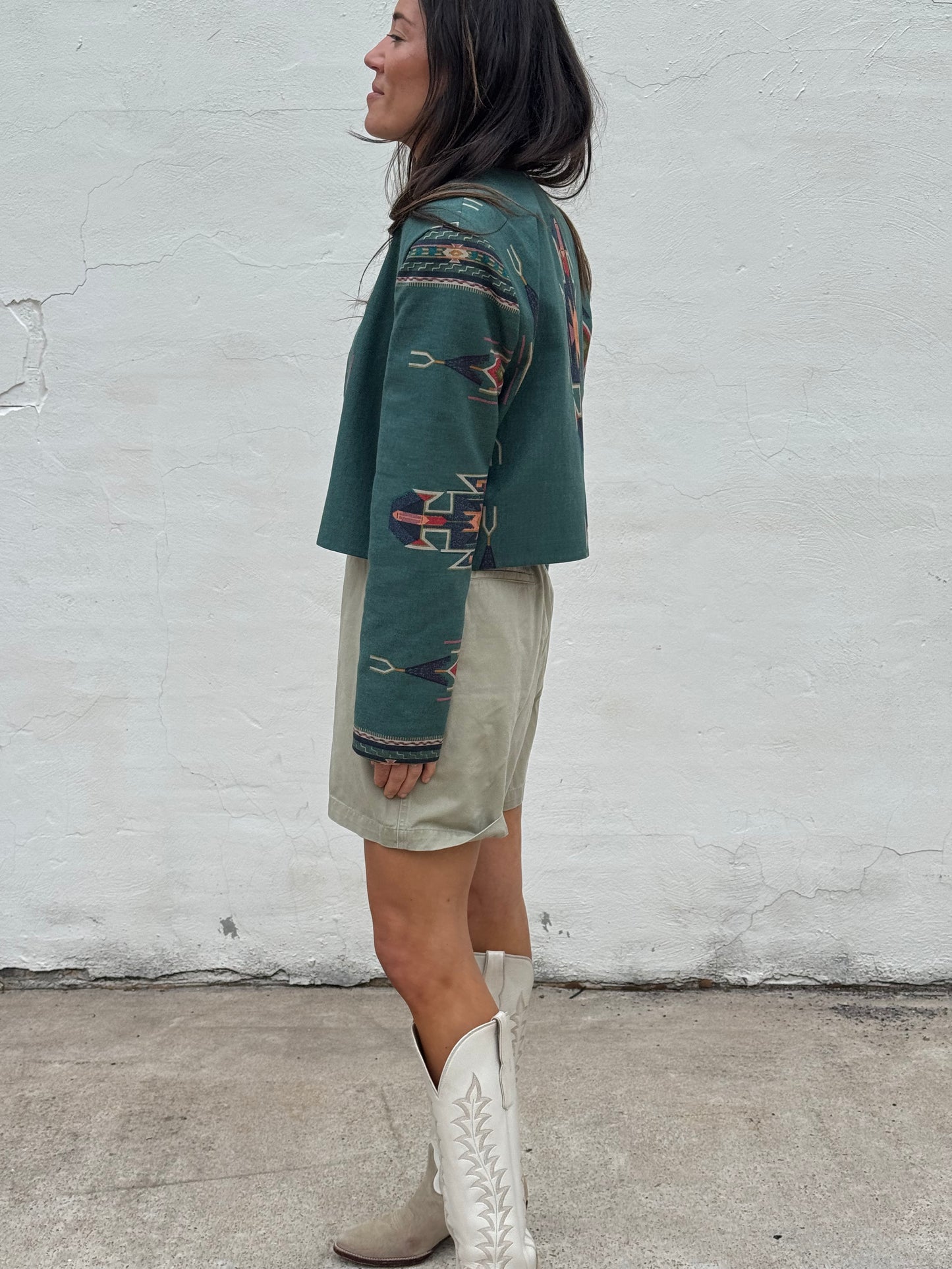 Southwestern Print Crop Jacket 80s