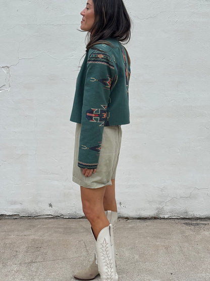 Southwestern Print Crop Jacket 80s