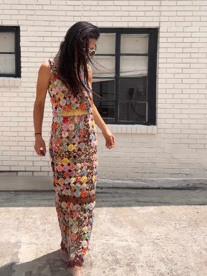 Yo-yo Maxi Skirt Set Brown Multi